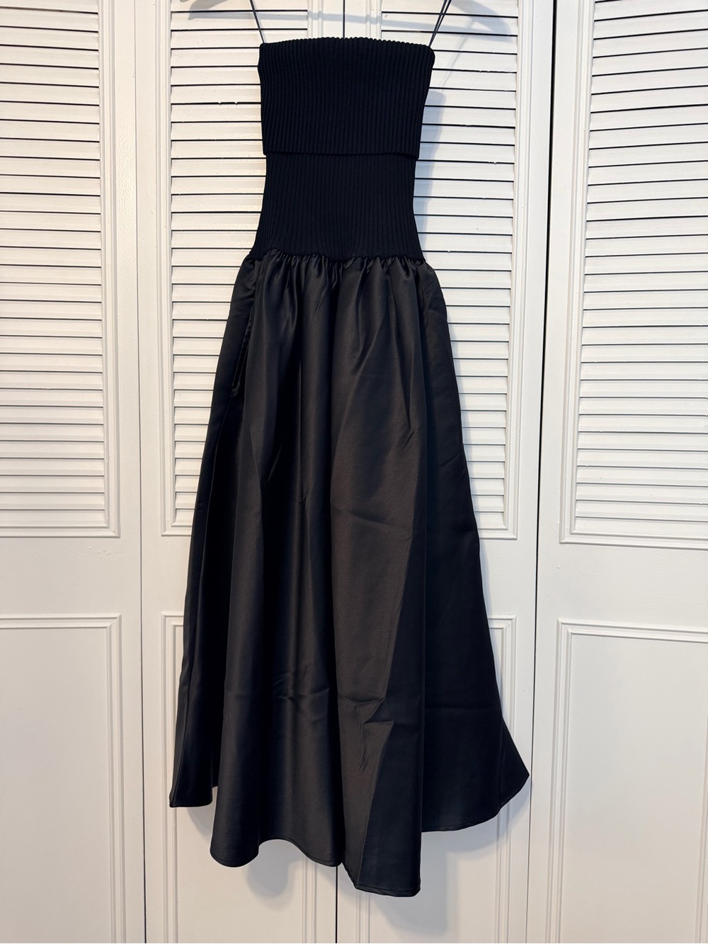 NWT J. Crew Collection Foldover Mixy Strapless Dress in Duchesse Satin Black XS